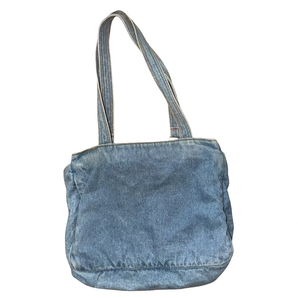 Y2K Blue Indigo cotton basics Denim Shoulder purse